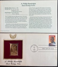 A. PHILIP RANDOLPH FDC #2402 PCS Gold Foil 1989 NY 03/03/89 Black Heritage