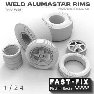 1/24 1/25 Weld Alumastar Rims + Hoosier Drag Slicks Resin | Fast-Fix Wheels Tire - Picture 1 of 8