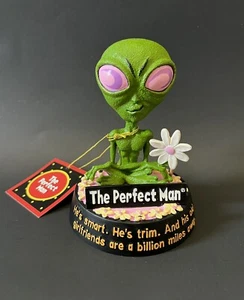 The Perfect Man Green Alien Big Pink Eyes Sitting Figurine Statue #11851 NEW - Picture 1 of 11
