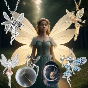 Fairy Angel Elf Necklace Angel Wing Pendant Tinker Bell Fantasy Necklace Jewelry - Picture 1 of 32
