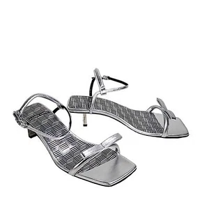 Pierre Hardy Silver Obi Blade Metallic Ankle Strap Sandals, Womens 37.5, NEW - Picture 1 of 13