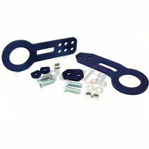 Blue Anodized Universal Cnc Billet Aluminum Front+Rear Jdm Tow Hook Racing Set - Picture 1 of 1