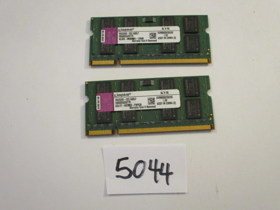 Kingston 2x2Gb=4Gb 800Mhz PC2-6400 DDR2 SODIMM laptop memory RAM (5044) - Image 1 of 2