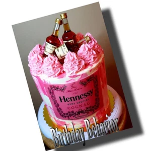 Hennessy Pink Label Edible Cake Topper Decoration - Picture 1 of 2