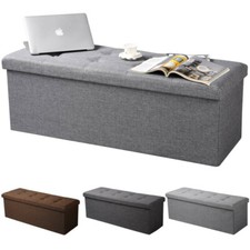 Cassapanca Pouf Contenitore in Tessuto porta oggetti 110x37,5x38 cm Vari Colori