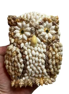 Vintage Sea Shell Owl Figurine Folk Art Bird Statue Kitschy Beach Decor 5” - Picture 1 of 6
