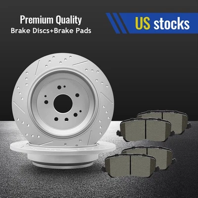 [Trasero] Kit de rotores de freno de disco y pastillas de cerámica para Acura MDX 2014 2015 2016 Foto 1 de 4