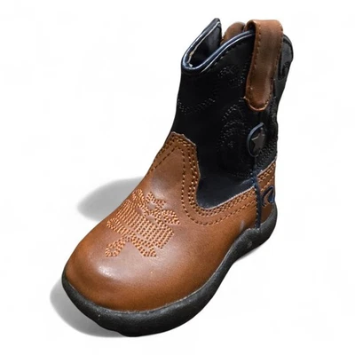 Botas de caubói infantis de couro sintético marrom Roper - Imagem 1 de 4