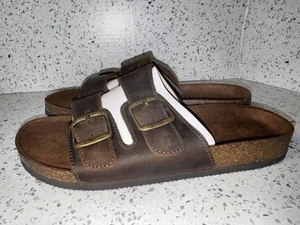 Mountain Sole Women's Double Buckle Easy Slide On Sandal Size 10 Brown New! - Picture 1 of 11