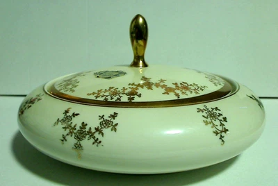 alka Porzellan Dose mit Deckel - Bonboniere " Rosemarie "  Echt Gold - Bild 1 von 4