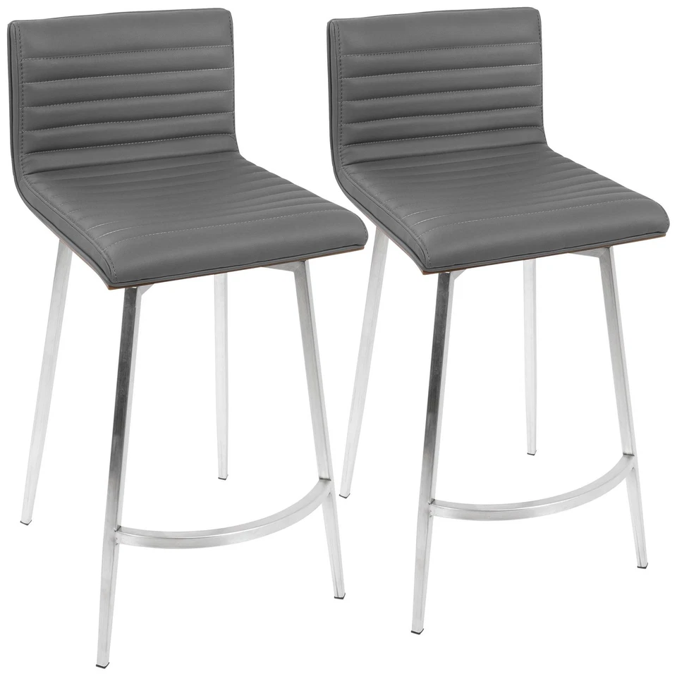 Mason 26" Gray Faux Leather Swivel Counter Stools Set of 2 - Image 1 of 1