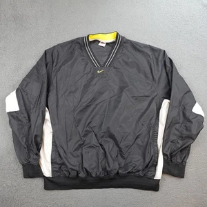 Vintage Nike Pullover Jacket Mens 2XL Black Center Swoosh Windbreaker 90s Taiwan - Picture 1 of 11
