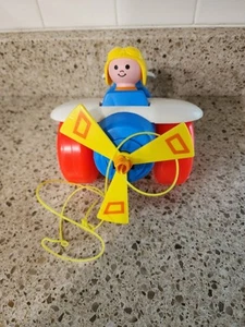 Vintage Fisher Price Pull-Along Plane Airplane Toy w/Pilot 1989 With Box - Picture 1 of 12