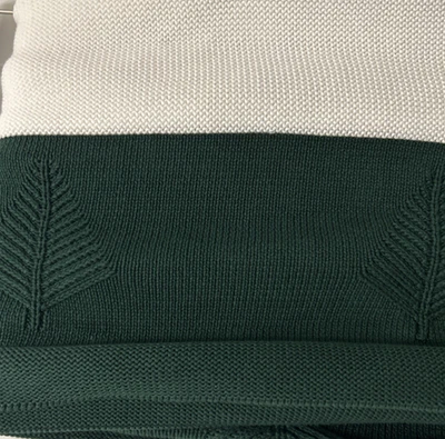 Kassatex Throw Blanket 100% Cotton Green White Stripes Trees 52" x 70" New - Image 1 of 4