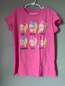 Jojo Siwa Girls Size L 10/12 T-Shirt Faces Emotions Pink Nickelodeon - Picture 1 of 5