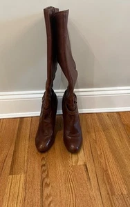 Audrey Brooke Brown Knee-High Zip Up High Heel Boots Size Women’s 11 - Picture 1 of 6
