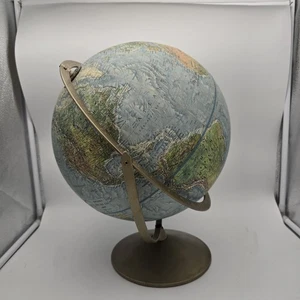 Replogle Globo Terra e Mare 12" Doppio Asse Rialzato Texturizzato URSS anni 60 Vintage - Foto 1 di 5