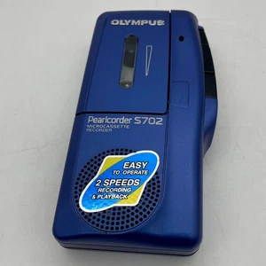 Olympus Pearlcorder S702 Microcassette Voice Recorder Blue 2-Speed Tested Works - Picture 1 of 4