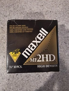 MAXELL MF2HD 3.5" High Density Black Floppy Disks 9 Pack 1.44mb - New, Open Box - Afbeelding 1 van 6