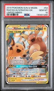 PSA 10 GEM MT - Raichu & Alolan Raichu GX - 54/236 - SM: Unified Minds - MINT!! - Bild 1 von 2