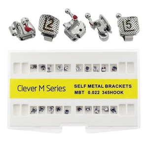 Dental Orthodontic Self Ligating Bracket Metal Brace MBT Slot 022 345 Hooks 5-5 - Picture 1 of 14