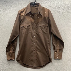 Vintage Fenton Women's Pearl Snap Shirt Top Brown Floral Western Rodeo Cowgirl - Picture 1 of 11