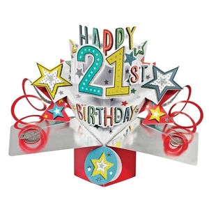 21. Geburtstag Karte 3D Pop Up Karte Mann Junge Enkel Sohn Neffe Bruder Geschenkkarte - Bild 1 von 1