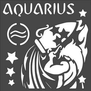 1- 8x8 inch Custom Cut Stencil, (TA-89) Zodiac Aquarius - Picture 1 of 1