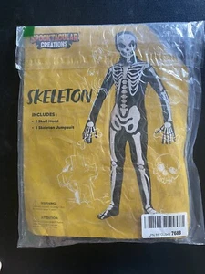 Skeleton Jumpsuit Costume Child Large 10-12 Halloween Cosplay - Picture 1 of 5