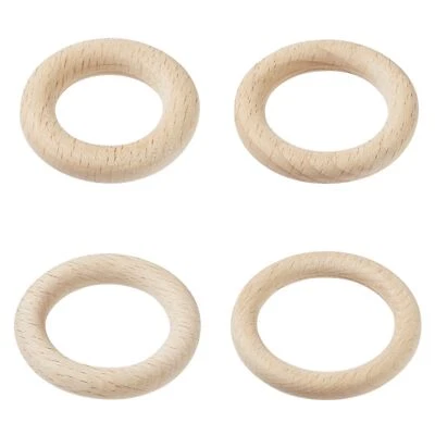 HOBBYFUN Holzring für Schnullerketten, Beißring, Buche natur