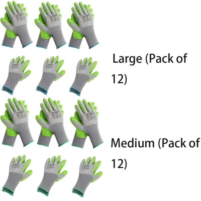 WORKPRO 6 Pairs Garden Gloves with Eco Latex Palm Coated Green-grey Polyester - Image 1 of 4