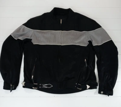 Power Trip Men's Motorcycle X-Large Black Gray Padded Vented Moto Jacket - Image 1 of 4