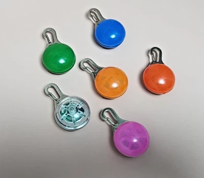 Safety LED LIGHT PENDANT Biking Hiking Dog Collar Tag Decorating Lights Set of 6 - Image 1 of 4
