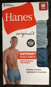 HANES MEN'S Originals 3 Pack Tagless SuperSoft Boxer Briefs Lightweight MEDIUM - Picture 1 of 3