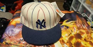 Vintage New York Yankees Hat Blue Red Pinstripe Cooperstown Baseball Cap - Picture 1 of 4