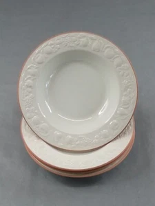 4 Piece Pier 1 Italy Hand Painted 9.25 Inch Bowls Fruit Relief White - Picture 1 of 9