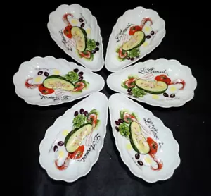 6 coupelles avocats porcelaine Mehun-Sur-Yèvre l hirondelle coffret en osier - Imagen 1 de 7
