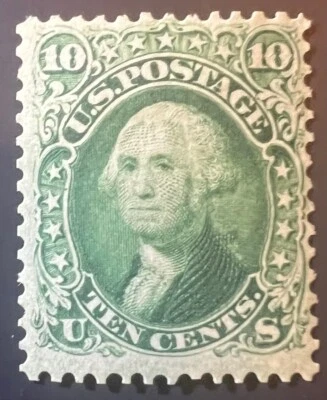 Scott#: 68 - George Washington 10c 1861 Mint hinged single stamp SCV$950 - Image 1 of 2