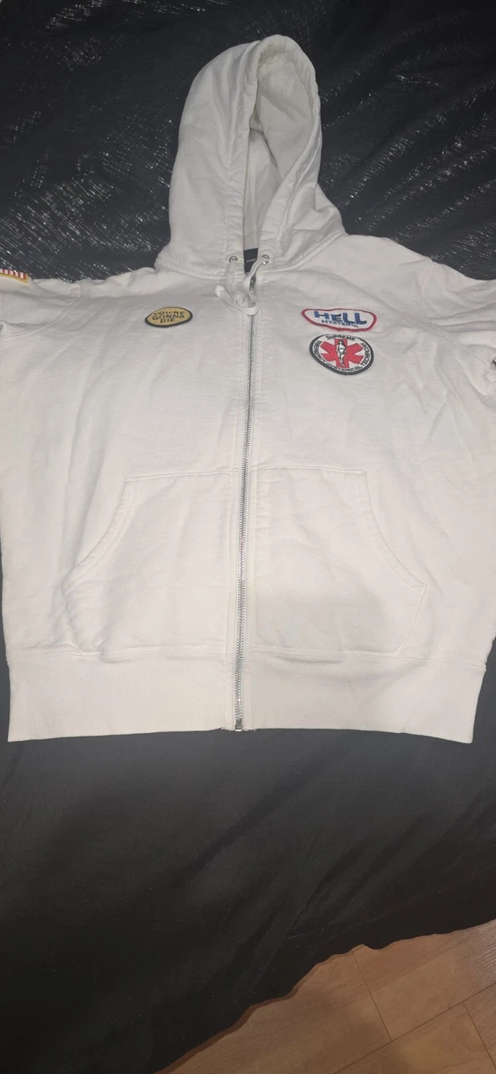 FW17 Supreme x Hysteric Glamour Skeleton Full Zip Patch Hoodie