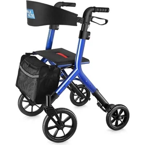 WALK MATE Senior Rollator Walker w/ 10" Wheels, Foldable Frame & Hidden Wires - Picture 1 of 12
