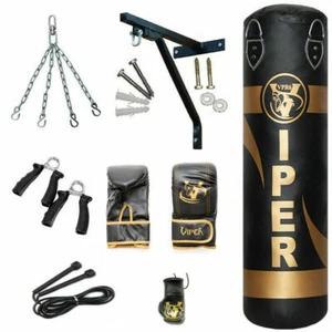 4ft Filled Boxing Punch Bag Set Gloves Bracket Training Gym Fitness Viper Mma - Picture 1 of 3
