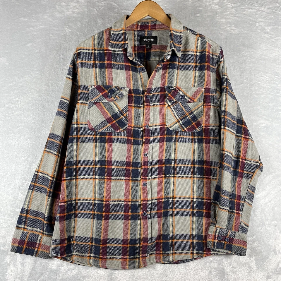 Camisa de franela Brixton para hombre grande cuadrada multicolor a cuadros botón frontal chamarra Foto 1 de 4