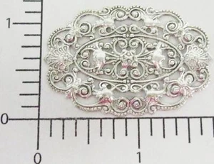 24394 2 piezas Hallazgo de joyería de filigrana ovalada oxidada de plata mate - Imagen 1 de 1