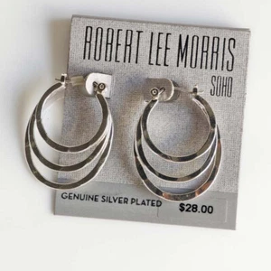 New 33mm Robert Lee Morris Hoop Earrings Gift Fashion Lady Party Holiday Jewelry - Picture 1 of 3