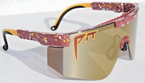 PIT VIPER The Burgundy 2000s Sunglasses Maroon/Gold Shield NEW - Picture 1 of 8