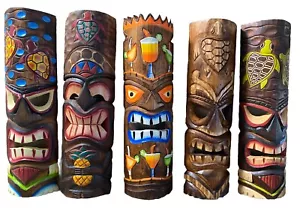 SET OF 5 20" TIKI MASK HAWAIIAN WALL ART ISLAND HOME DECOR BAR TROPICAL - Picture 1 of 1