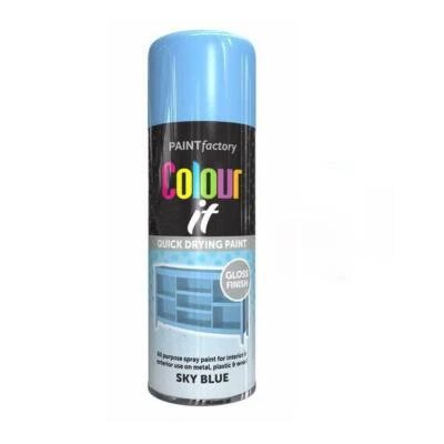 Sky Blue Aerosol Spray Paint All-Purpose Gloss Wood Metal Spray 400ml - Image 1 of 2