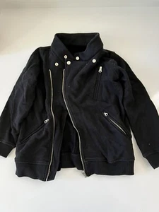 Boys Girl Kids Casual Black Zip sweat Bike Jacket - Picture 1 of 5