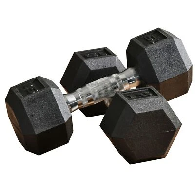 Set of 2 Hex Dumbbell Weights Rubber Lift for Strength Training Body Fitness - Image 1 of 4