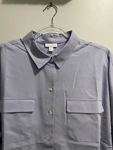 J. Jill Soft & Easy Patch-Pocket Shirt Button Up Langarm Blue Mist XL - Bild 1 von 10